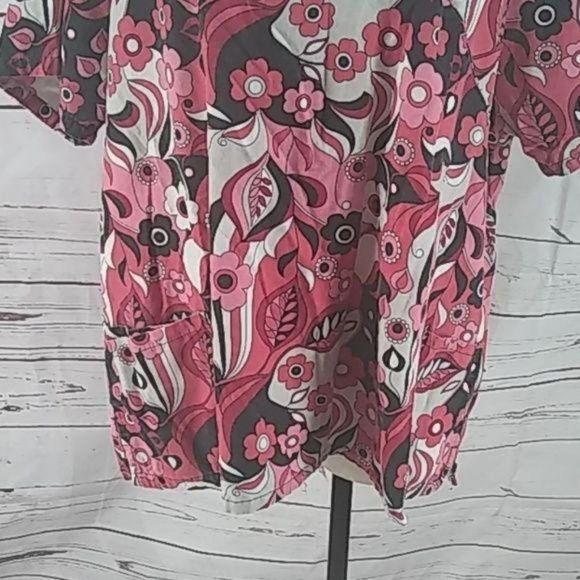 Beverly Hills‎ Uniform Pink Floral Print Medical Scrub Top 2XL - Picture 6 of 7